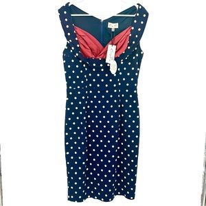 Lindy Bop | NWT Women’s 14 Vanessa Navy White Polka Dot Retro 1950’s Dress